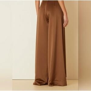 Soft Surroundings Camel Brown Satin Wide Leg Trousers Pull-On Pants Medium